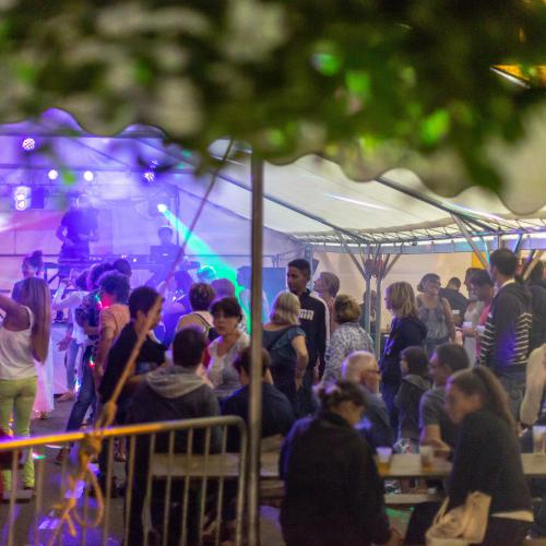 Evening atmosphere on the town hall square